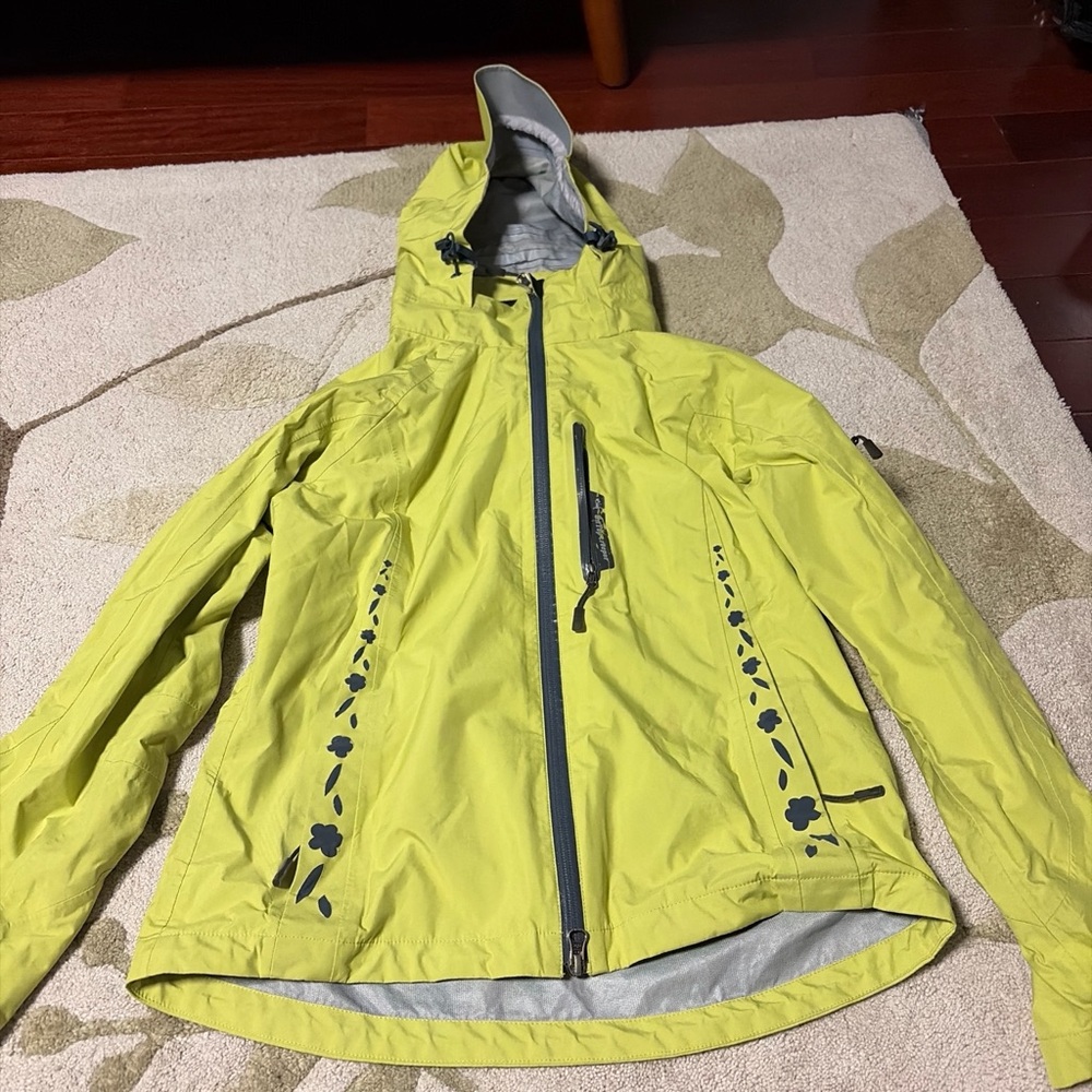 OnTop Creeper Lime Green Floral Hooded Shell Jacket Size S
